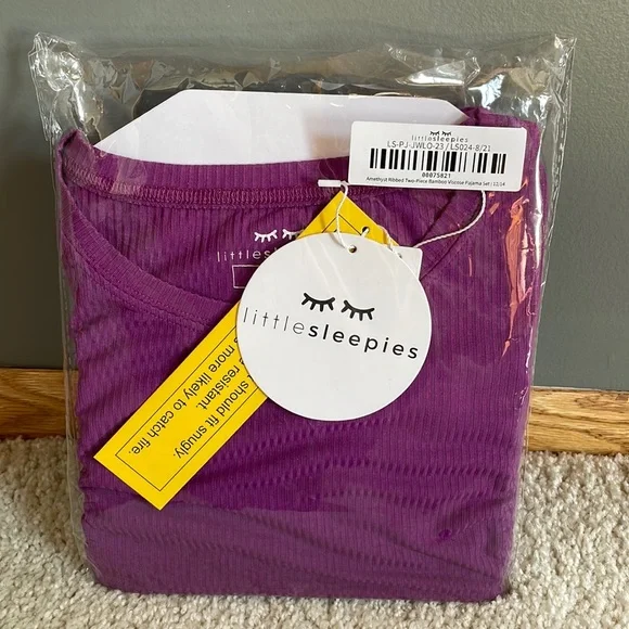 🆕 NWT RETIRED Little Sleepies Amethyst Ribbed two piece pajamas